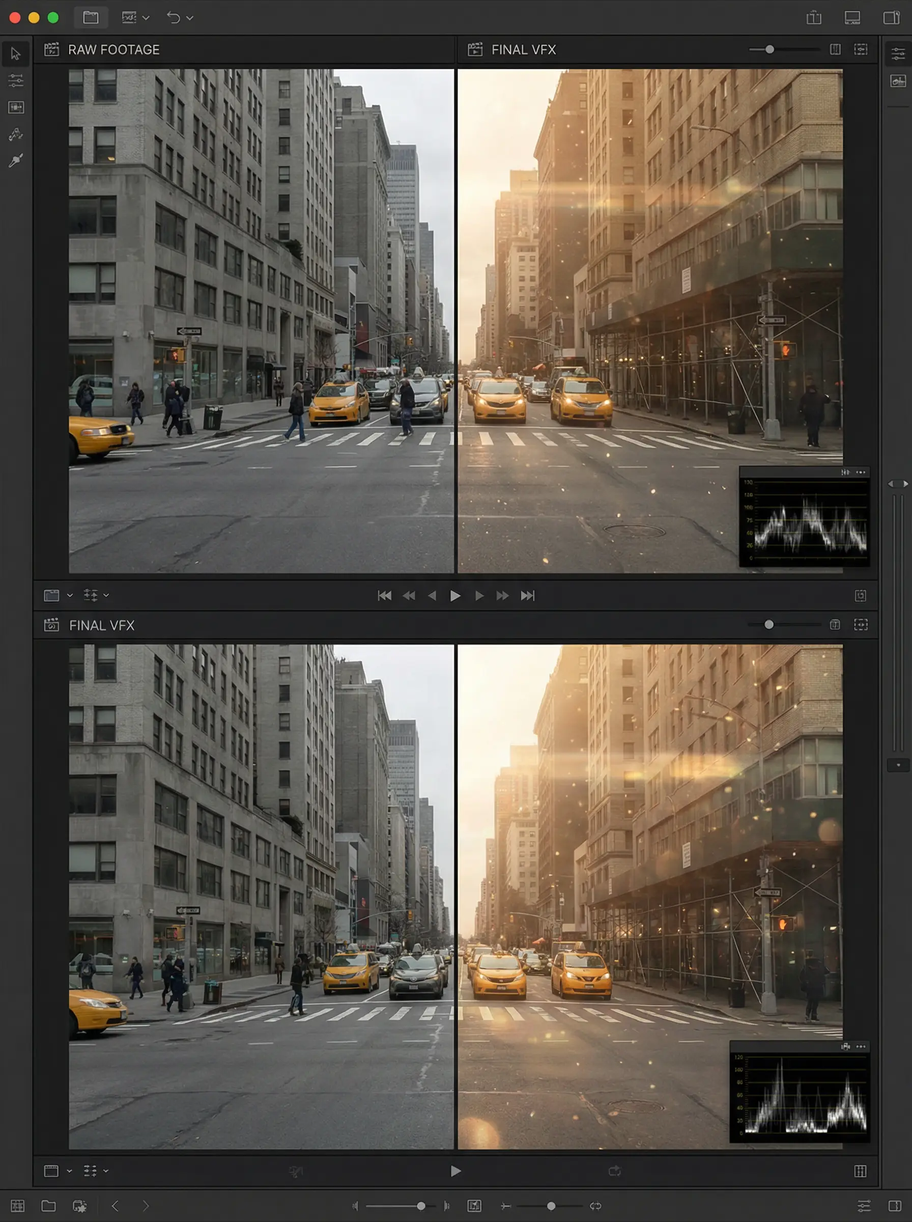 寸止挑战 电影级调色对比效果 - 城市街景色彩校正