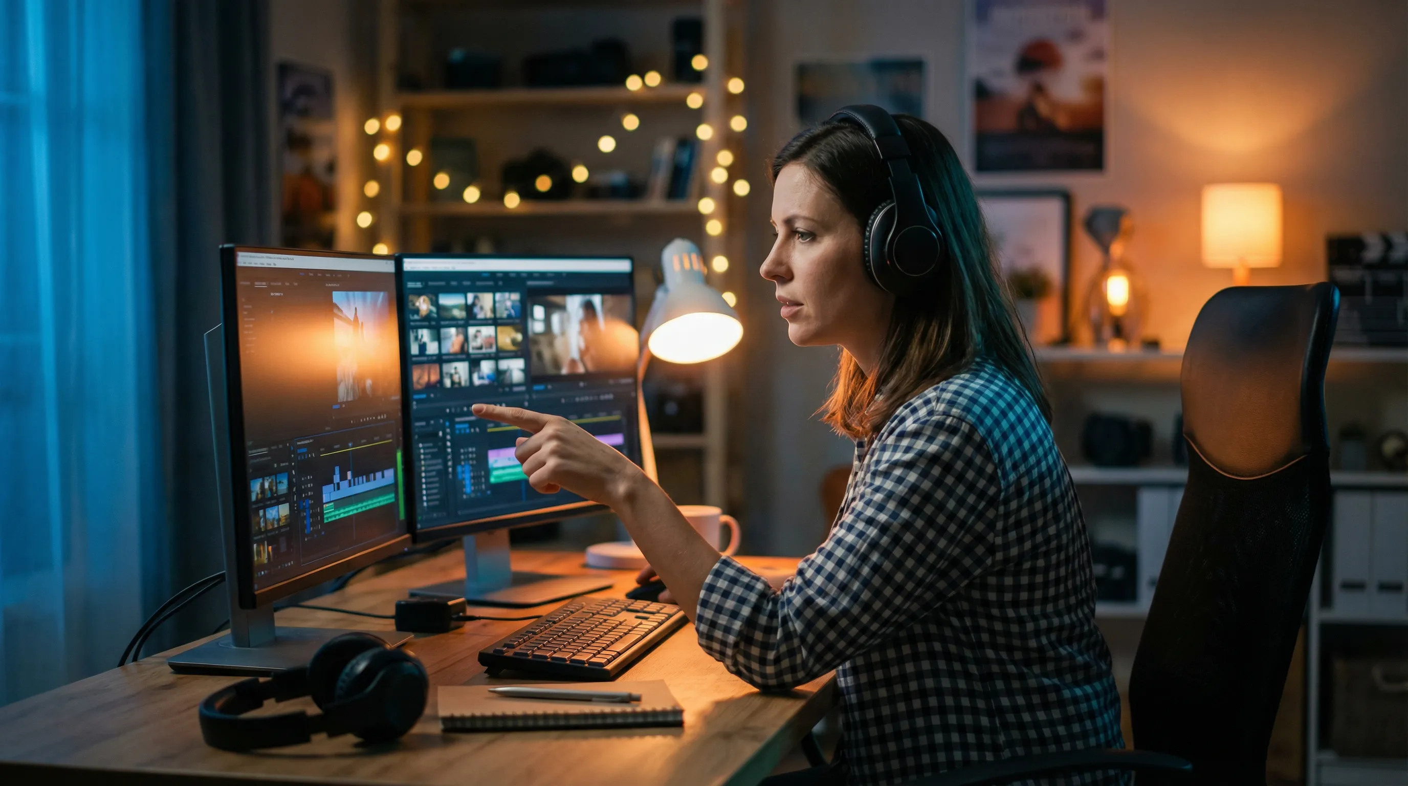 寸止挑战 幕后故事 - 创作者在专业剪辑工作台前工作