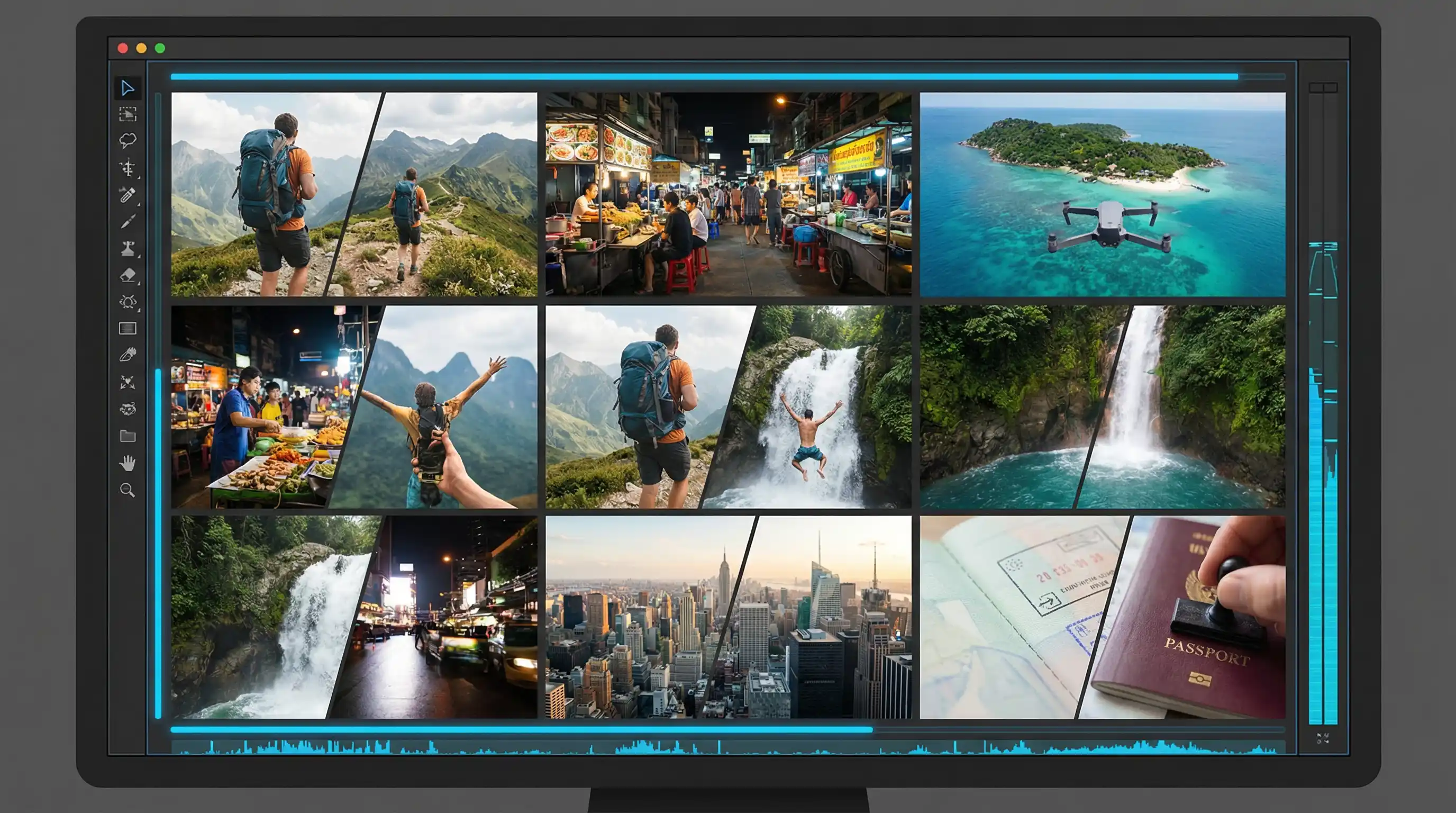 寸止挑战 旅行Vlog剪辑模板 - 动态分屏效果